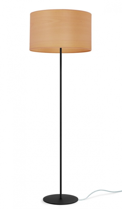 Lampada da terra TSURI Elementary L I/F, paralume in faggio bianco e struttura nera
