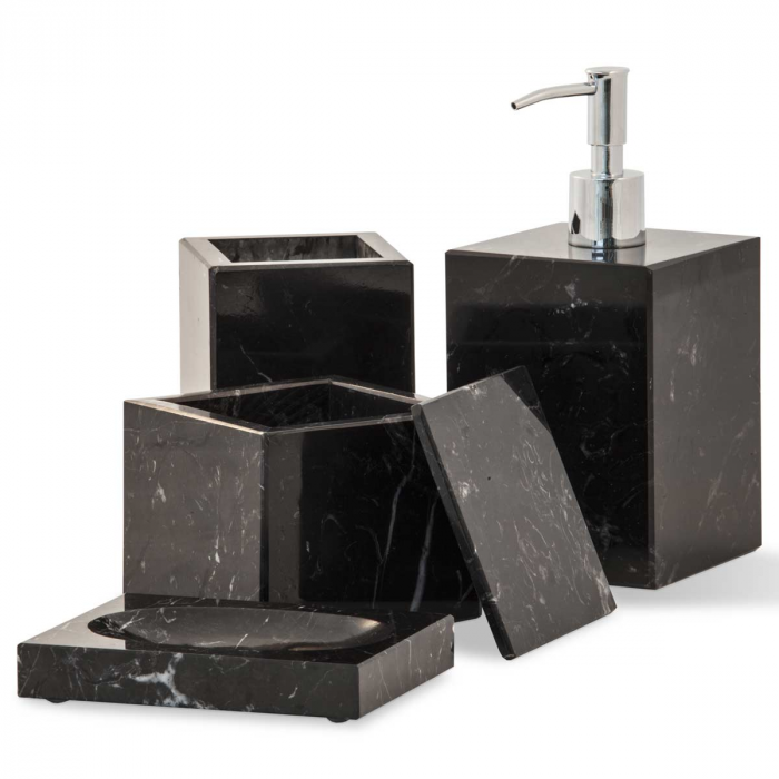 Squared - Bicchiere porta spazzolini in marmo nero