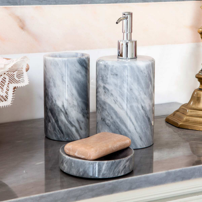Rounded - Dispenser sapone in marmo grigio