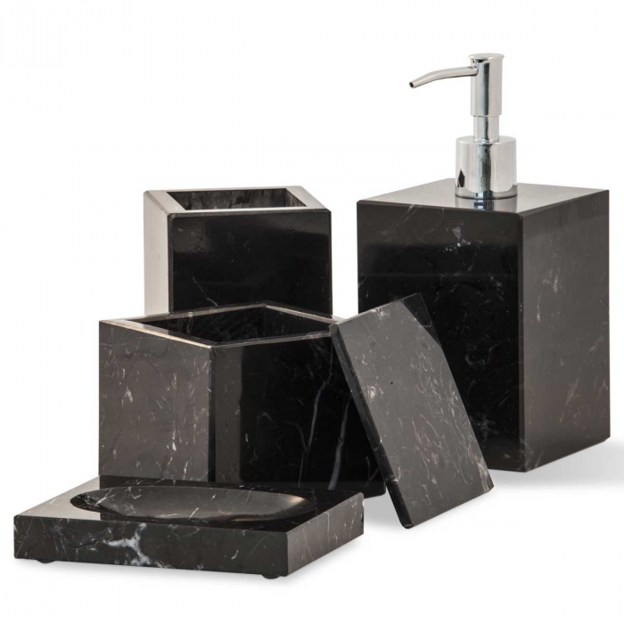 Squared - Portasapone in marmo nero