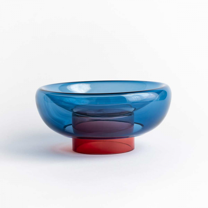 Sphere - vaso in vetro blu e rosso
