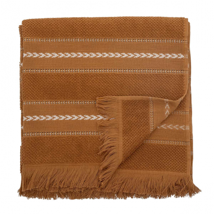 Lovina - Asciugamano doccia marrone terracotta con frange e ricami Lovina - Asciugamano doccia marrone terracotta con frange e ricami