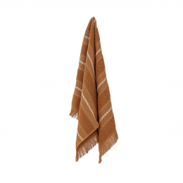 Lovina - Asciugamano marrone terracotta con frange e ricami Lovina - Asciugamano marrone terracotta con frange e ricami