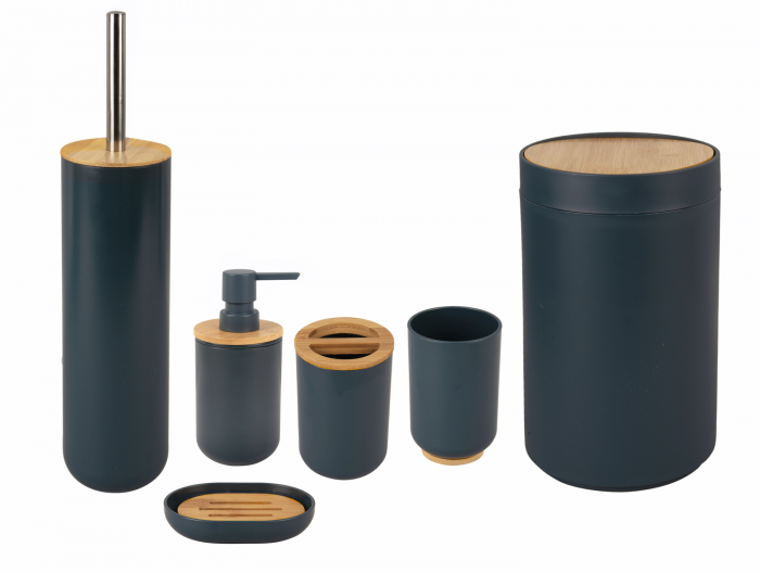 Decent - Set completo accessori bagno, blu scuro