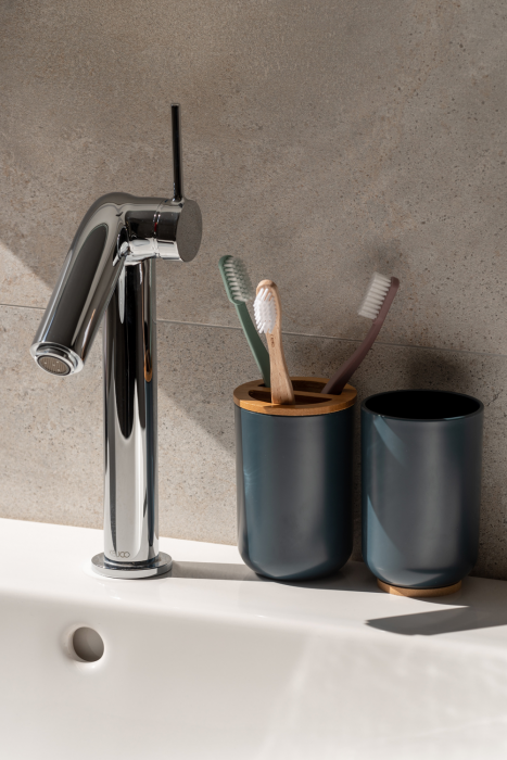 Decent - Set completo accessori bagno, blu scuro