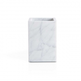 Squared - Bicchiere porta spazzolini in marmo bianco