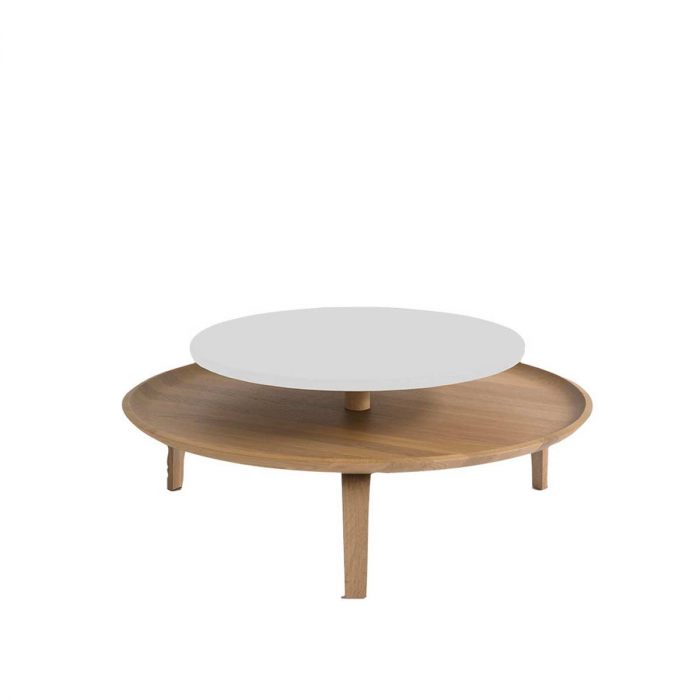 Secreto - coffee table in rovere naturale e laccato bianco