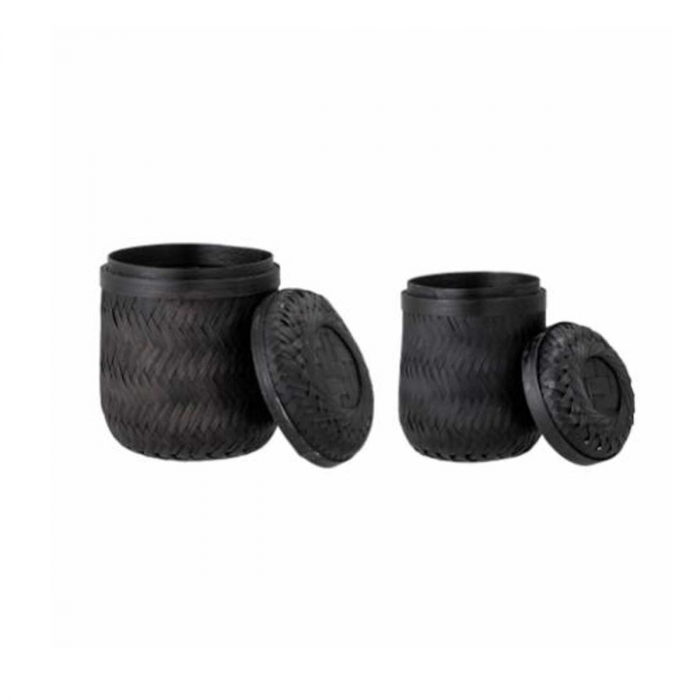 Jun - coppia di cestini in bamboo nero