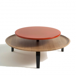 Secreto - coffee table in rovere naturale e laccato arancione