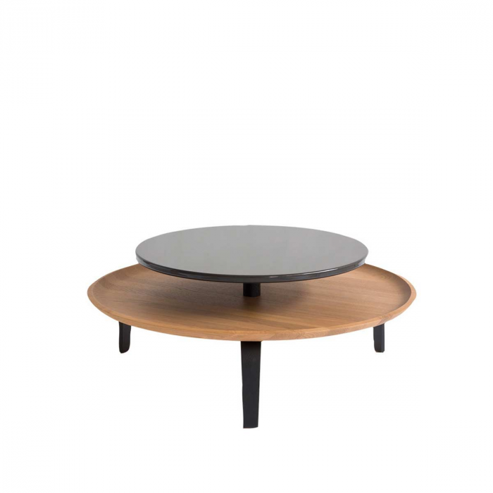 Secreto - coffee table in rovere naturale e laccato nero