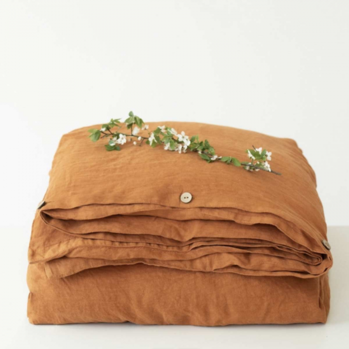 Almond - copripiumino in lino color mandorla