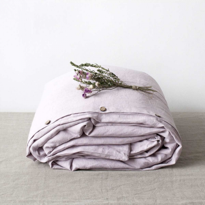 Pink lavender - copripiumino in lino rosa lavanda