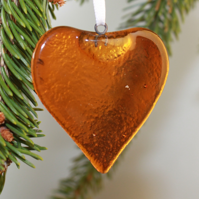 Cuore ambra - decorazione in vetro di Murano