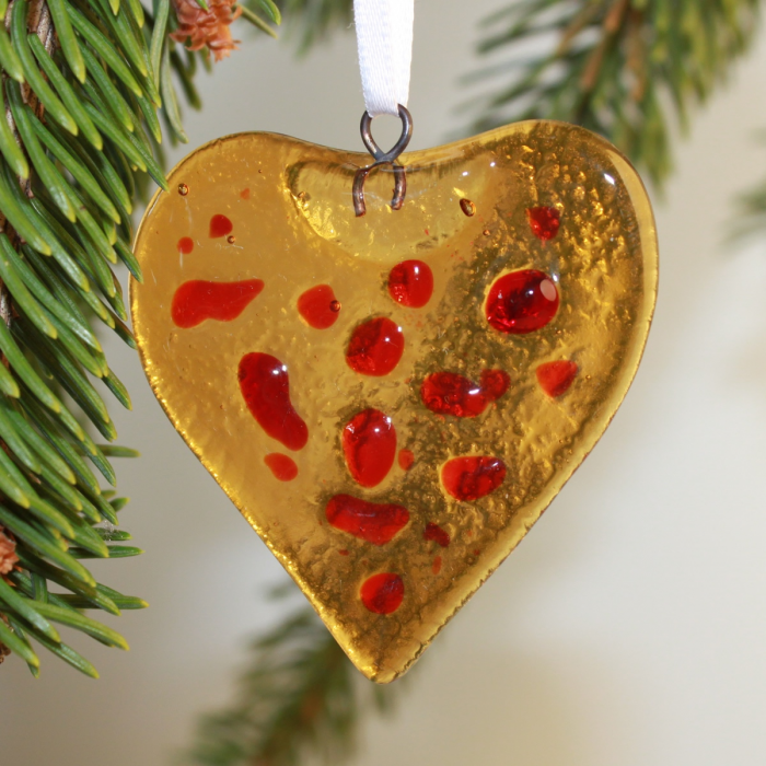 Cuore giallo - decorazione vetro di Murano
