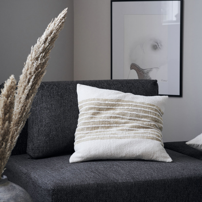 Yarn - cuscino in cotone a righe marrone chiaro