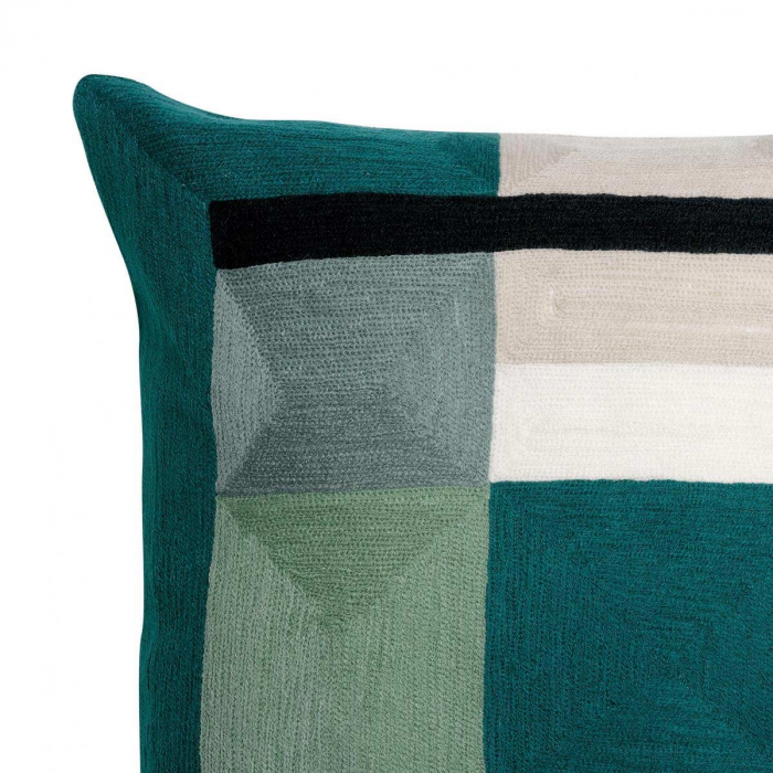 Dea - Cuscino arredo ricamato blu e verde