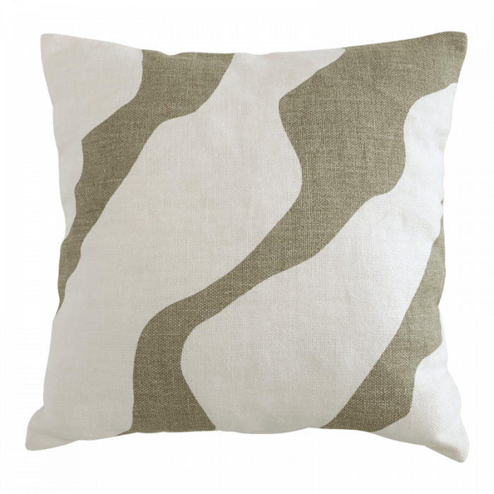 Flux  - Cuscino in lino e cotone verde muschio