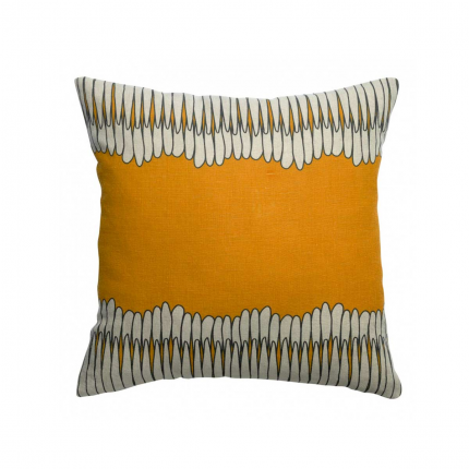 Zeff Mona - Cuscino giallo ocra in lino con stampa fantasia Zeff Mona - Cuscino giallo ocra in lino con stampa fantasia