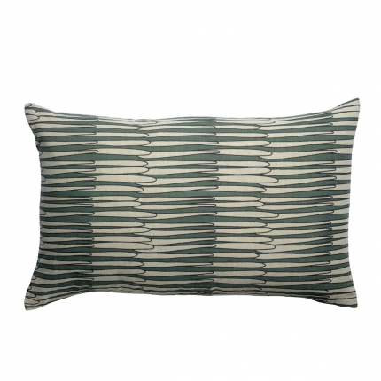 Zeff Mona - Cuscino rettangolare verde timo in lino con stampa fantasia