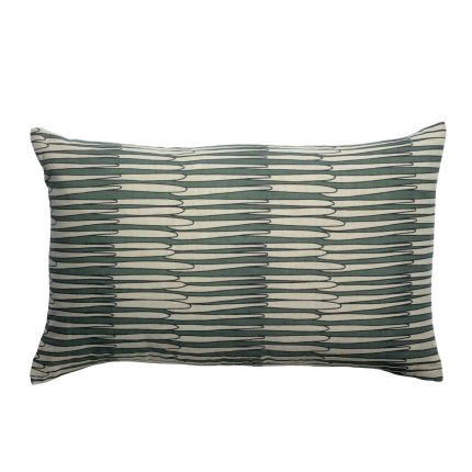 Zeff Mona - Cuscino rettangolare verde timo in lino, stampa fantasia Zeff Mona - Cuscino rettangolare verde timo in lino, stampa fantasia