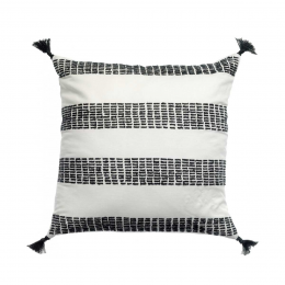 Diana - Cuscino ricamato a righe bianco e nero Diana - Cuscino ricamato a righe bianco e nero
