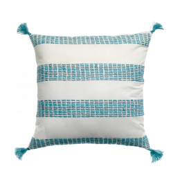 Diana - Cuscino ricamato bianco a righe azzurre Diana - Cuscino ricamato bianco a righe azzurre