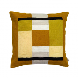 Dea - Cuscino arredo ricamato giallo bronzo