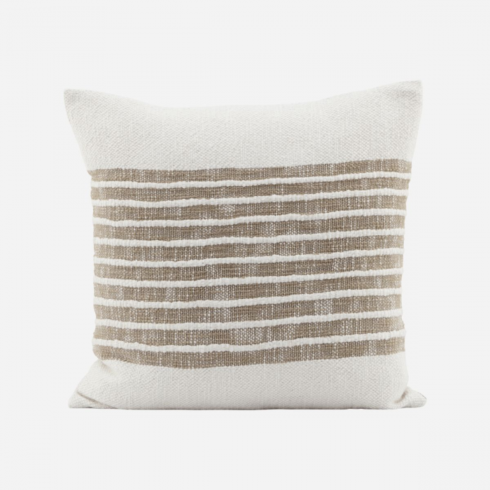 Yarn - cuscino in cotone a righe marrone chiaro