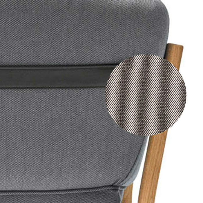 Dowel - poltrona grigia con struttura in rovere
