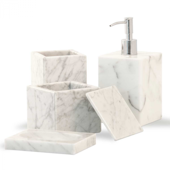 Squared - Dispenser sapone in marmo bianco