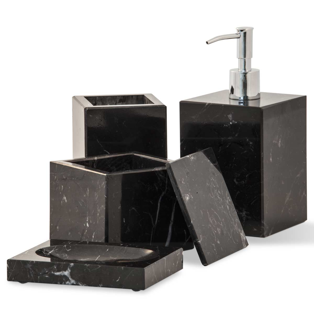 FiammettaV collezione Squared dispenser sapone nero in marmo