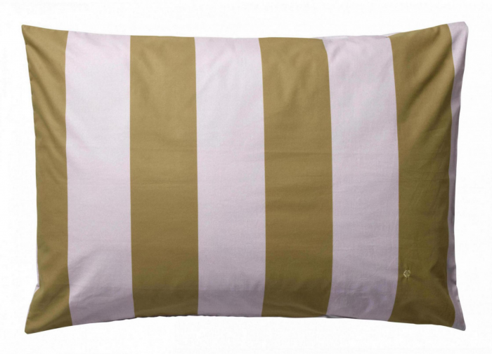 Malo - Federa in cotone bio a righe rosa e nocciola, 70 X 50