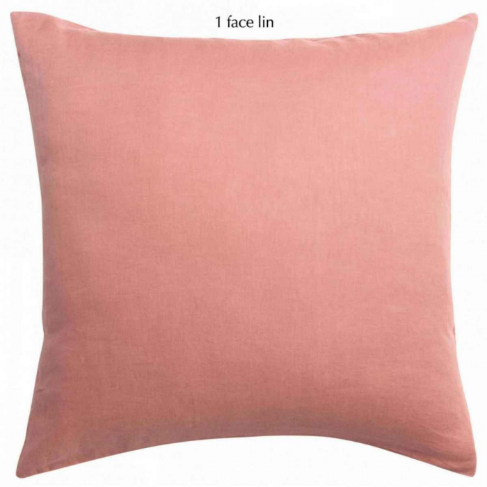 Linco - federa rosa quadrata in lino e cotone