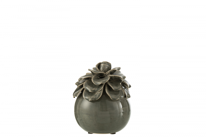 Florai - Fiore decorativo, soprammobile in ceramica grigio