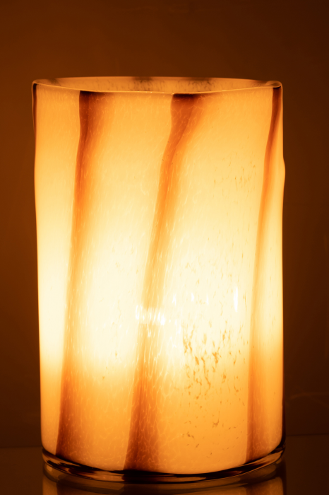 Safari - vaso alto in vetro a righe bianche  e marroni