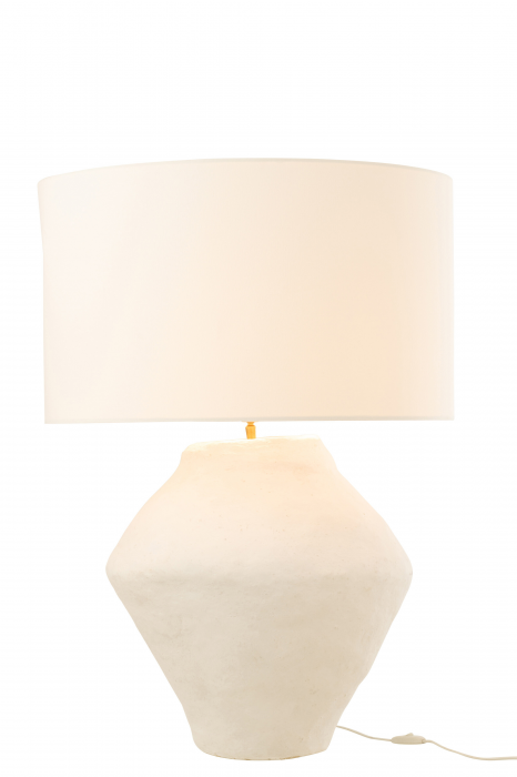 Blanca - Lampada da tavolo con base in carta pesta bianca
