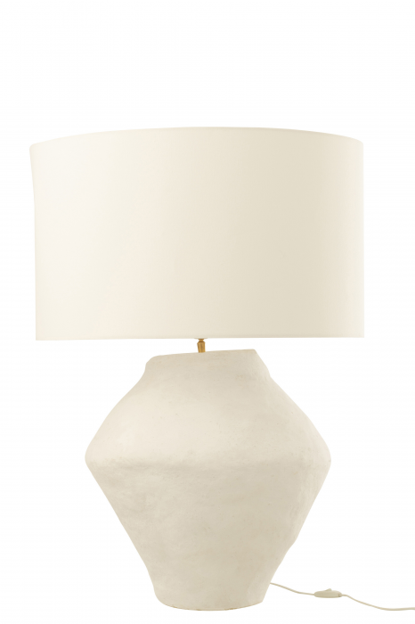 Blanca - Lampada da tavolo con base in carta pesta bianca