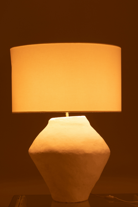 Blanca - Lampada da tavolo con base in carta pesta bianca