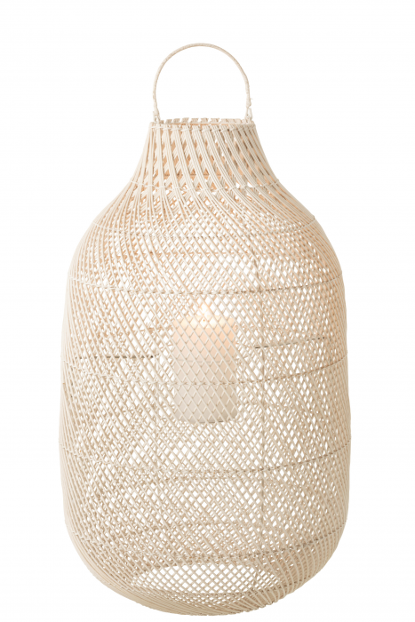 Sam - Lanterna in rattan bianco