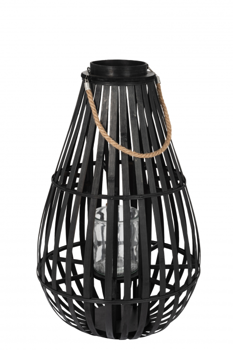 Acqua M - Lanterna in bamboo nero a forma di goccia