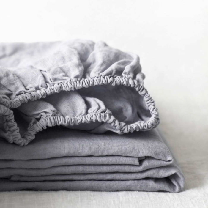 Light grey - lenzuolo in lino grigio chiaro con angoli