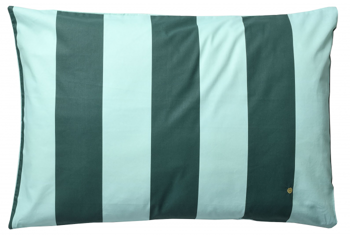 Malo - Federa in cotone bio a righe celadon e verde scuro, 70 X 50