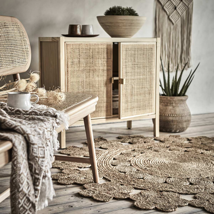 Harry - piccola credenza in legno di pino e rattan