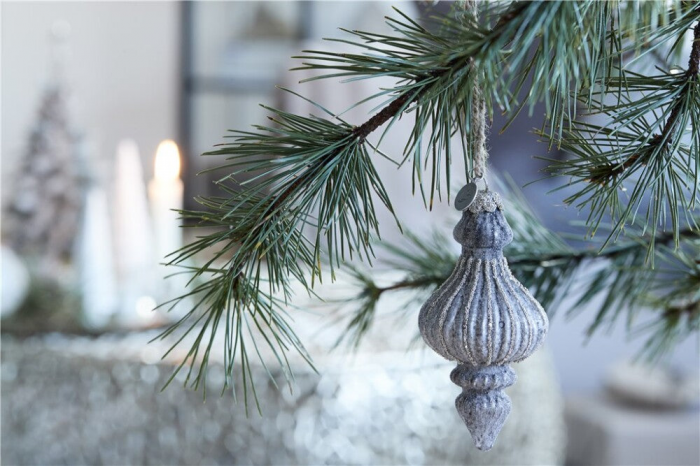 Norille - set 4 Ornamenti in vetro grigio scuro
