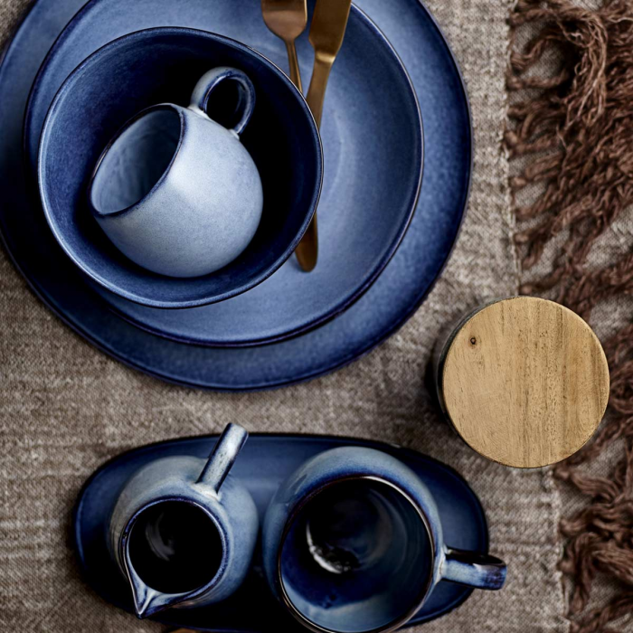 Sandrine - set 4 piatti piani blu