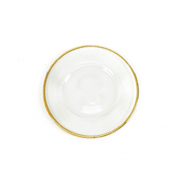 Glassy - set 6 piatti in vetro con bordo dorato - 20,5x2,5 cm