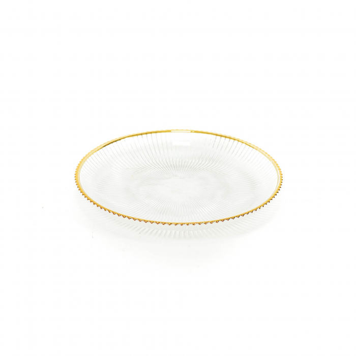 Glassy - set 6 piatti in vetro con bordo dorato - 20,5x2,5 cm
