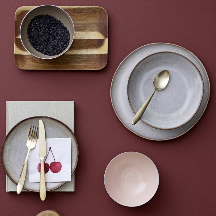 Sandrine - set 4 piatti piani grigio sabbia