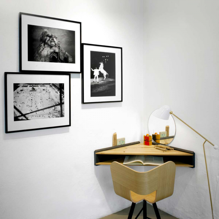 Briccola black - scrivania angolare in legno di rovere