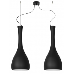 Lampada a sospensione ITTEKI Elementary 2/S doppio paralume, nero opaco e cavo nero Lampada a sospensione ITTEKI Elementary 2/S doppio paralume, nero opaco e cavo nero